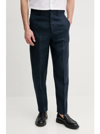 λινό παντελόνι tommy hilfiger χρώμα ναυτικό μπλε