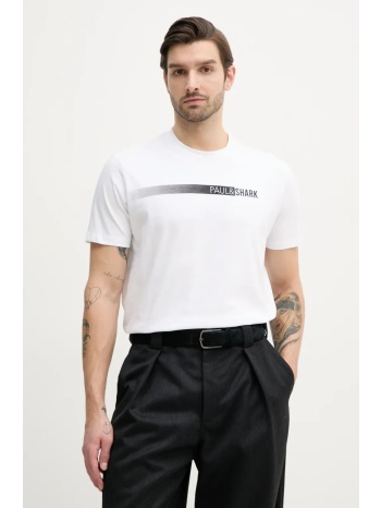 βαμβακερό μπλουζάκι paul&shark ανδρικό, χρώμα άσπρο