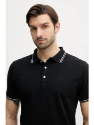 βαμβακερό μπλουζάκι πόλο lindbergh ανδρικό, χρώμα: μαύρο, 30-404010 100% βαμβάκι