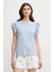 βαμβακερό μπλουζάκι pepe jeans vic γυναικείο, χρώμα: μπλε, pl506067 100% βαμβάκι