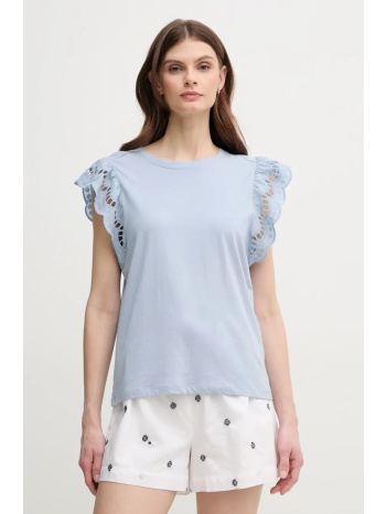 βαμβακερό μπλουζάκι pepe jeans vic γυναικείο, χρώμα μπλε