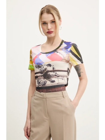 μπλουζάκι desigual collage χρώμα μπεζ, 25swtk14 95%