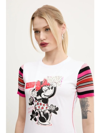 μπλουζάκι desigual minnie χρώμα άσπρο, 25swtk39 48%