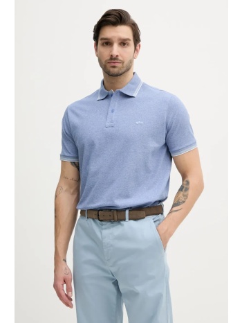 βαμβακερό μπλουζάκι πόλο paul&shark ανδρικό, χρώμα μοβ