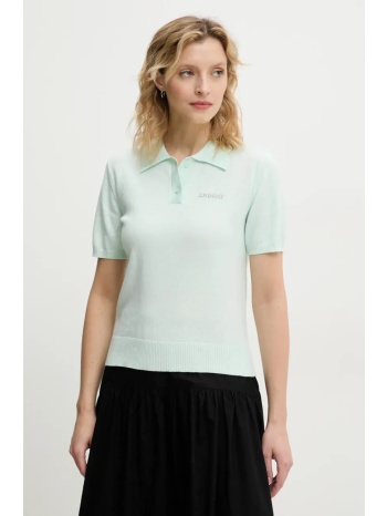 μπλουζάκι πόλο με μείγμα μαλλί 2ndday jean χρώμα τιρκουάζ