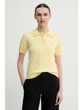 μπλουζάκι πόλο με μείγμα μαλλί 2ndday jean χρώμα κίτρινο
