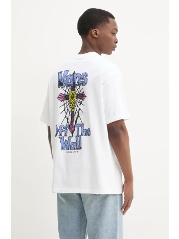 βαμβακερό μπλουζάκι vans ανδρικό, χρώμα άσπρο