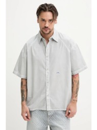 βαμβακερό πουκάμισο a-cold-wall* ανδρικό, χρώμα: γκρι, acwmsh160 100% βαμβάκι