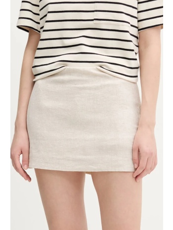 λινή φούστα abercrombie & fitch χρώμα μπεζ, ki143-5048