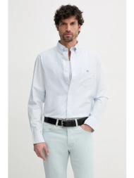 βαμβακερό πουκάμισο gant ανδρικό, χρώμα: μπλε, 3000230 100% βαμβάκι