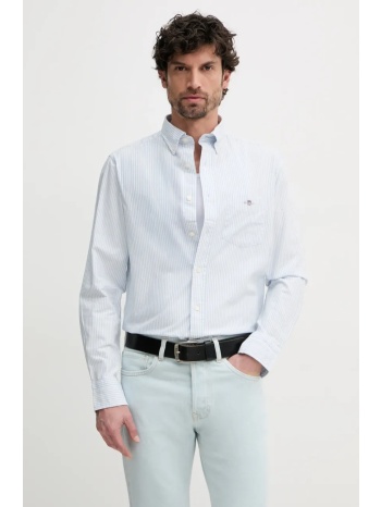 βαμβακερό πουκάμισο gant ανδρικό, χρώμα μπλε, 3000230 100%