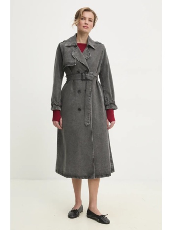 τζιν παλτό answear lab γυναικεία, χρώμα γκρι 100% βαμβάκι