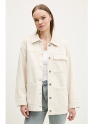 βαμβακερό μπουφάν abercrombie & fitch χρώμα: μπεζ, ki144-5062 100% βαμβάκι