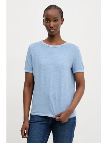 βαμβακερό μπλουζάκι tommy jeans γυναικείο, χρώμα μπλε