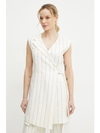 λινό φόρεμα boss χρώμα μπεζ, 50537459 κύριο υλικό 66%