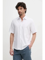 βαμβακερό πουκάμισο boss orange ανδρικό, χρώμα: άσπρο, 50537332 100% βαμβάκι