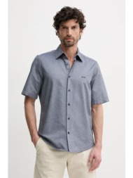 βαμβακερό πουκάμισο boss orange ανδρικό, χρώμα: ναυτικό μπλε, 50537332 100% βαμβάκι