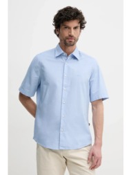 βαμβακερό πουκάμισο boss orange ανδρικό, χρώμα: μπλε, 50537332 100% βαμβάκι