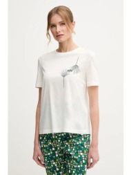 βαμβακερό μπλουζάκι max mara leisure γυναικείο, χρώμα: μπεζ, 2516941038600 100% βαμβάκι