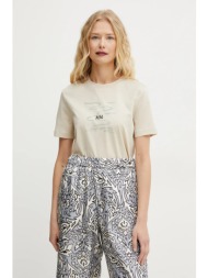 βαμβακερό μπλουζάκι max mara leisure γυναικείο, χρώμα: μπεζ, 2516941038600 100% βαμβάκι