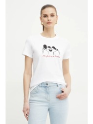 βαμβακερό μπλουζάκι marella caucaso γυναικείο, χρώμα: άσπρο, 2513971054200 100% βαμβάκι