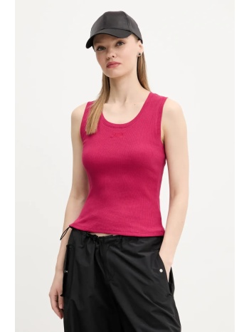 βαμβακερό τοπ tommy jeans χρώμα ροζ, dw0dw21369 100%