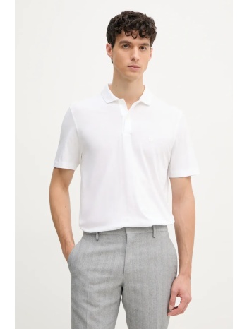 βαμβακερό μπλουζάκι πόλο boss ανδρικό, χρώμα άσπρο