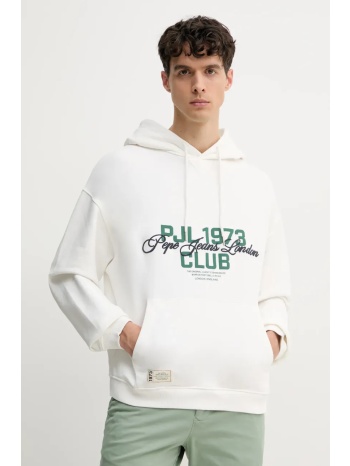 βαμβακερή μπλούζα pepe jeans talbot hoodie χρώμα άσπρο, με