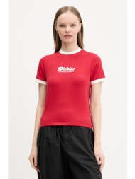 μπλουζάκι dickies χρώμα: κόκκινο, dk0a4z8i0er1 95% βαμβάκι, 5% ελαστάν