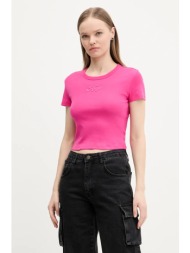 βαμβακερό μπλουζάκι hugo γυναικείο, χρώμα: ροζ, 50539132 100% βαμβάκι