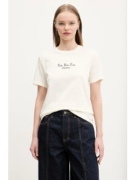 βαμβακερό μπλουζάκι converse γυναικείο, χρώμα: μπεζ, 10027753-a01 100% βαμβάκι