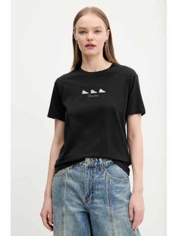 βαμβακερό μπλουζάκι converse γυναικείο, χρώμα μαύρο