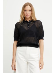 βαμβακερό μπλουζάκι πόλο ivy oak flo χρώμα: ναυτικό μπλε, io113164 100% οργανικό βαμβάκι