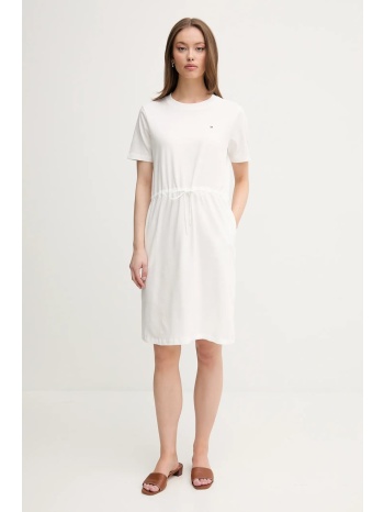 βαμβακερό φόρεμα tommy hilfiger χρώμα άσπρο, ww0ww45529