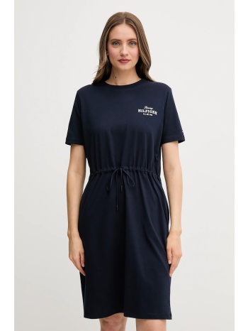 βαμβακερό φόρεμα tommy hilfiger χρώμα ναυτικό μπλε
