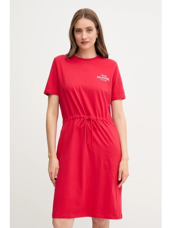 βαμβακερό φόρεμα tommy hilfiger χρώμα κόκκινο, ww0ww45529