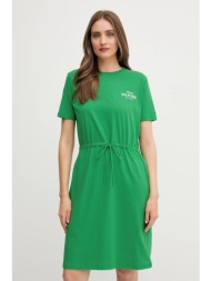 βαμβακερό φόρεμα tommy hilfiger χρώμα: πράσινο, ww0ww45529 100% βαμβάκι