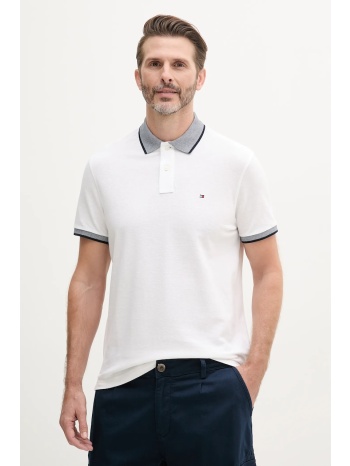 πόλο με μείγμα με λινό tommy hilfiger χρώμα άσπρο