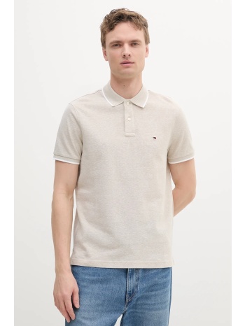 πόλο με μείγμα με λινό tommy hilfiger χρώμα μπεζ