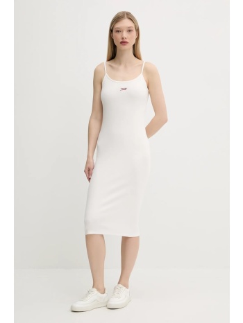 φόρεμα tommy jeans χρώμα μπεζ, dw0dw20330 96% βαμβάκι, 4%