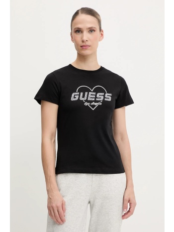 βαμβακερό μπλουζάκι guess narciso χρώμα μαύρο, v5gi10