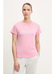 βαμβακερό μπλουζάκι guess narciso χρώμα: ροζ, v5gi10 k9rm1 100% βαμβάκι