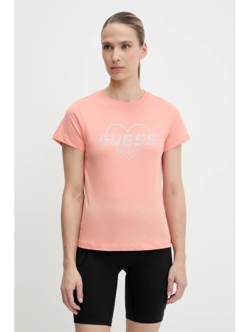 βαμβακερό μπλουζάκι guess narciso χρώμα πορτοκαλί, v5gi10