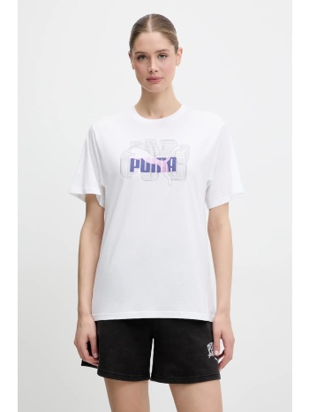 βαμβακερό μπλουζάκι puma χρώμα άσπρο, 685084 κύριο υλικό