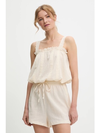 μπλούζα και βαμβακερή βερμούδα χρώμα μπεζ 100% βαμβάκι