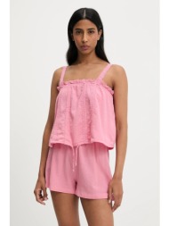 μπλούζα και βαμβακερή βερμούδα χρώμα: ροζ 100% βαμβάκι