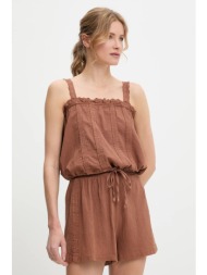 μπλούζα και βαμβακερή βερμούδα χρώμα: καφέ 100% βαμβάκι