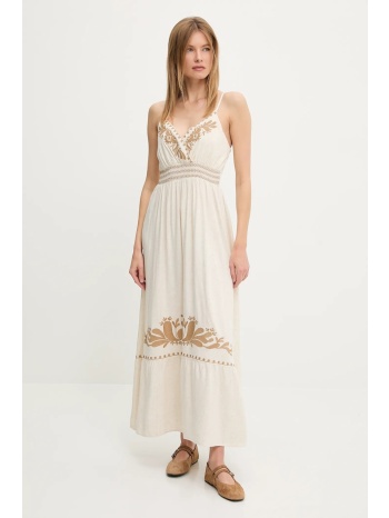 φόρεμα με λινό answear lab χρώμα καφέ 70% βισκόζη, 30% λινό