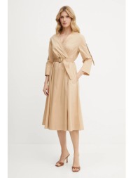 βαμβακερό φόρεμα liu jo χρώμα: μπεζ, wa5170.t4390 100% βαμβάκι