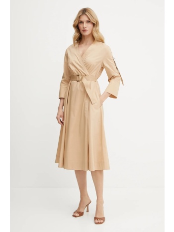 βαμβακερό φόρεμα liu jo χρώμα μπεζ, wa5170.t4390 100%